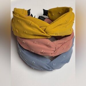 Stylish Women's Headband Set - Mustard, Pink, and Blue